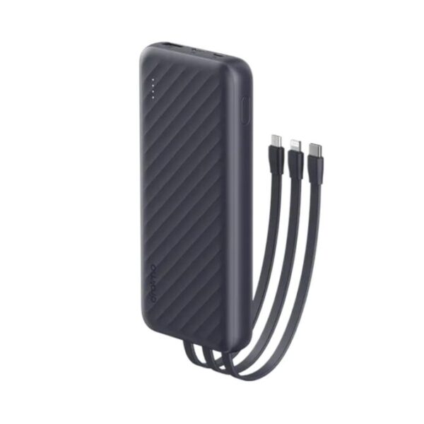 Oraimo Power Bank Slice Link Pro 10,000 mAh, 22.5W, Built-In Cables - Grey