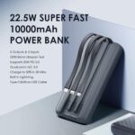 Oraimo Power Bank Slice Link Pro 10,000 mAh, 22.5W, Built-In Cables - Grey - Image 3